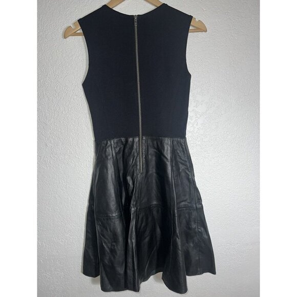 Halogen 100% LEATHER DRESS PONTE BLACK FIT FLARE CAREER SIZE 2 $295 (B) - Picture 3 of 12